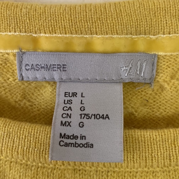 Sweater Cashmere H&M Size Large Yellow / Mustard Color - Picture 2 of 10